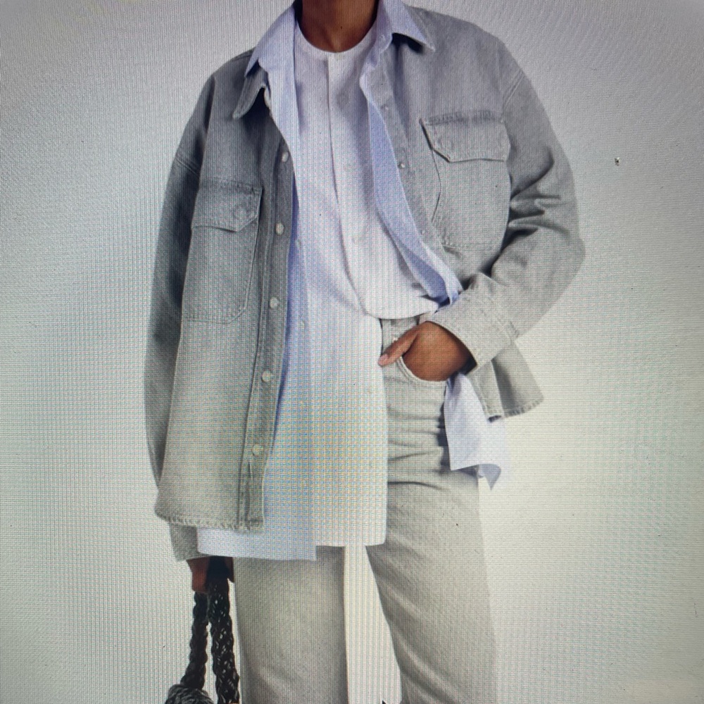AGOLDE Gwen Slice Denim Shirt size M color is - light grey